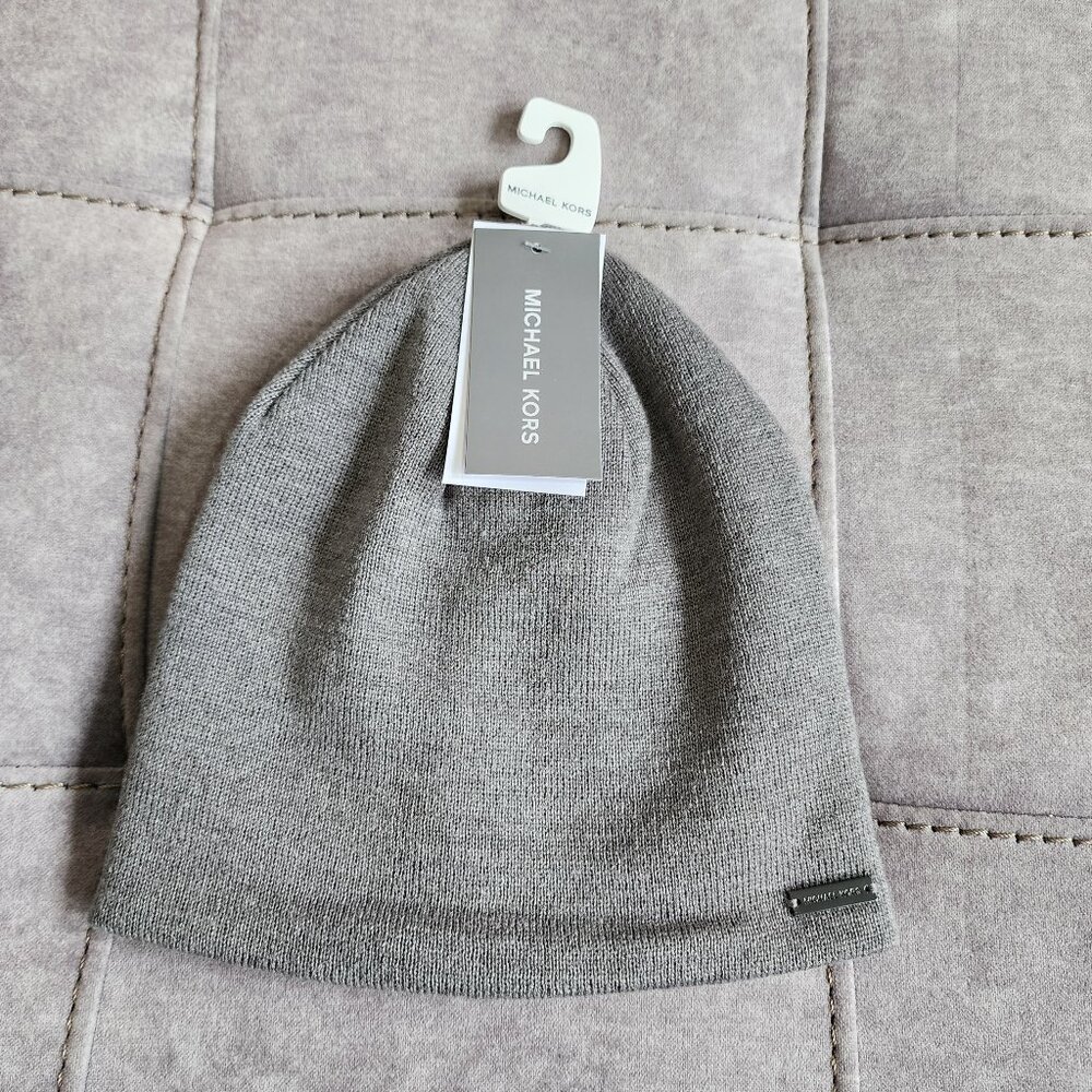 NWT Michael Kors Reversible Gray Beanie Hat Unisex O/S